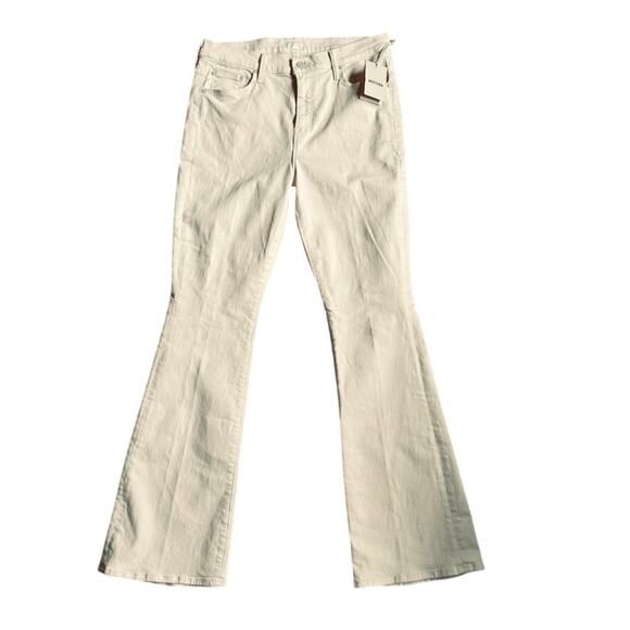 MOTHER The Weekender Flare Jeans Eggnog Cream White Size 33 NWT - Picture 1 of 9